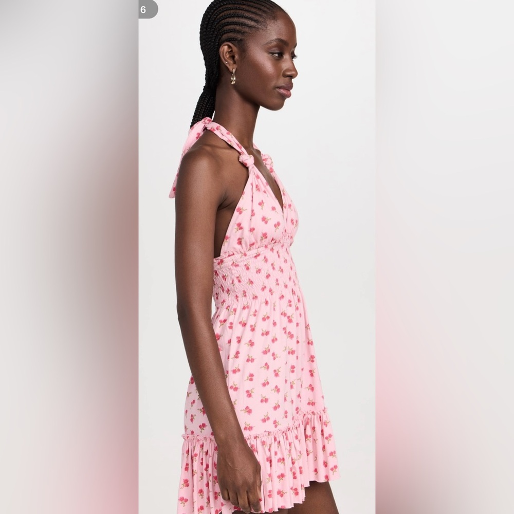LoveShackFancy Pink Floral Halter Mini Dress NWOT - Picture 3 of 7